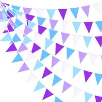 Tecido: Triangle Flag Bunting Garland, 32,8 pés, roxo, azul, branco