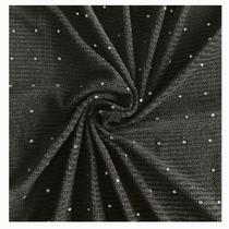 Tecido tricô tweed c/strass 1,50 mts/larg cor preto metro