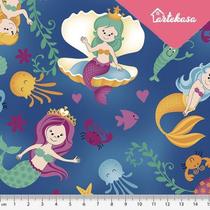 Tecido Tricoline 100% Algodão 25X150Cm Estilotex Tartarugas