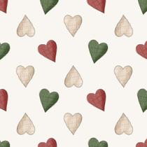 Tecido Tricoline 100% Algodão Digital - Corações Natal Aquarelado - NAT112 - 50cm x 1,50m