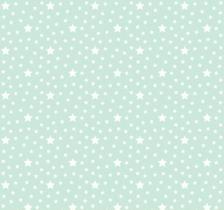 Tecido Tricoline 50cm x 1,50mt Estampado Estrelas. Fundo Verde Tiffany. 3312