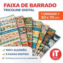 Tecido Tricoline Barrado Digital - 5 Faixas - Varias Opções - 100% algodão