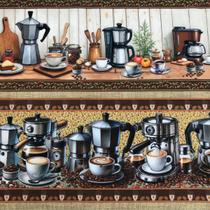 Tecido Tricoline Barrado Digital Cafeteria 0,55x1,50m 100% Algodão