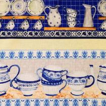 Tecido Tricoline Barrado Porcelana 0,55x1,50mt 10 Faixas 100% Algodão - Tecido Tricoline Barrado Porcelana 0,55x1,50mt 10 Faixas 100% Algodão -
