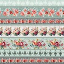 Tecido Tricoline Barrados Maison Chic Senhora dos Tecidos Rosas Delicadas DS 9100- E9668 - Fernando Maluhy Tecidos