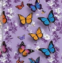 Tecido Tricoline Boboletas Lilás