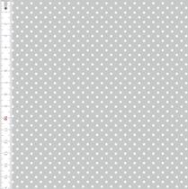 Tecido Tricoline Bolinha Pequena Cinza Prata