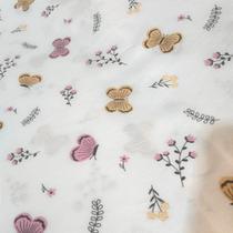 Tecido Tricoline Borboletas e Flores - Ibirapuera - 50 cm x 150 cm