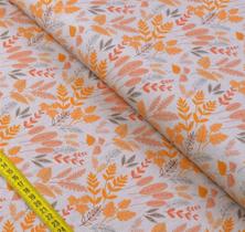 Tecido Tricoline - Branch: Folhas Fundo Cinza (0,50x1,40) Tecido Tricoline - Branch: Folhas Fundo Cinza (0,50x1,40)