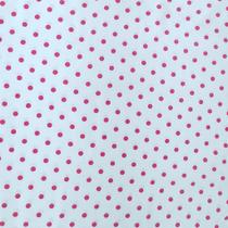 Tecido Tricoline Branco, Bolinhas Rosa Pink 50cm x 1,40m