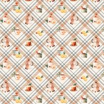 Tecido Tricoline Café da Manhã Fundo Xadrez Diagonal - Peripan - 50 cm x 150 cm