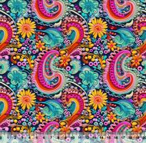 Tecido Tricoline Cashemir Nature Bordado 01 3D - 81380 - 1mt x 1,5mt