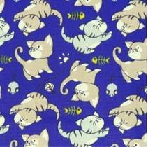 Tecido tricoline coleção bebê gato fundo azul marinho 0,50 x 1,50 mts