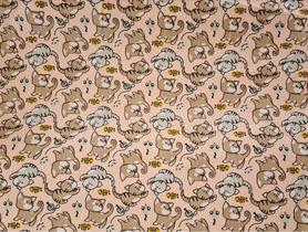 Tecido Tricoline Coleção Bebê Gato Fundo Salmão 0,50 x 1,50 Metros