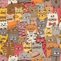 Tecido Tricoline Coleção Cat Lovers 0,50x1,50 mt