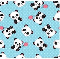 Tecido Tricoline Coleção Panda Azul e Rosa 0,50x1,50 Mts Tecido Tricoline Coleção Panda Azul e Rosa 0,50x1,50 Mts