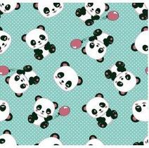 Tecido Tricoline Coleção Panda Cor Tiffany 0,50x1,50 Mts