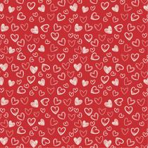 Tecido Tricoline Coração fundo vermelho 50cm x 1,50mt 100% Algodão