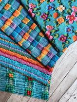 Tecido Tricoline Digital 100% algodão - 4 paninhos 50x75 cm cada - Kit Digital Textura Turquesa