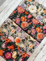 Tecido Tricoline Digital 100% algodão - 4 paninhos 50x75 cm cada - Kit Floral Bordado