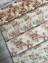 Tecido Tricoline Digital 100% algodão - 4 paninhos 50x75 cm cada - Kit Ursinhos Encantados