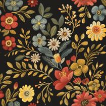 Tecido Tricoline Digital 100% algodão - 50x75 cm cada - Noir Floral Tecido Tricoline Digital 100% algodão - 50x75 cm cada - Noir Floral