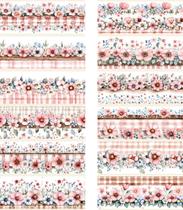 Tecido Tricoline Digital 100% algodão - Barrado 55x75 cm - Floral Country