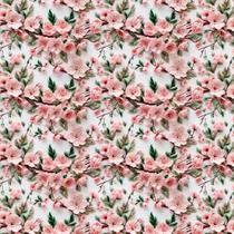 Tecido Tricoline Digital 3D Ramos Floral Rosa - Peripan - 50 x 150 cm - Ideal para Artesanato e Patchwork