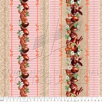 Tecido Tricoline Digital Barrados Coelhos de Páscoa Chocolate 83090 - 55cm x 1,50mt Tecido Tricoline Digital Barrados Coelhos de Páscoa Chocolate 83090 - 55cm x 1,50mt