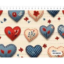 Tecido Tricoline Digital Coleção Country Life Corações Textura, 50x150cm, Fernando Maluhy Tecido Tricoline Digital Coleção Country Life Corações Textura, 50x150cm, Fernando Maluhy