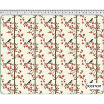Tecido Tricoline Digital Coleção Gorjeio Pássaros com Flores no Tronco 50x150cm Fernando Maluhy 100% Algodão Tecido Tricoline Digital Coleção Gorjeio Pássaros com Flores no Tronco 50x150cm Fernando Maluhy 100% Algodão