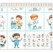 Tecido Tricoline Digital Coleção Profissões Quadro Dentistas 50 x 150 cm Fernando Maluhy Tecido Tricoline Digital Coleção Profissões Quadro Dentistas 50 x 150 cm Fernando Maluhy