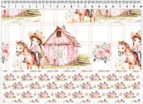 Tecido Tricoline Digital Country Infantil Menina e Celeiro 50 x 150 cm