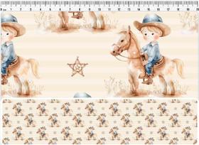 Tecido Tricoline Digital Country Infantil Menino e cavalo 50 x 150 cm