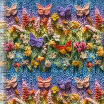 Tecido Tricoline Digital Estampa Borboletas Tricô Coloridas - 95932 Tecido Tricoline Digital Estampa Borboletas Tricô Coloridas - 95932