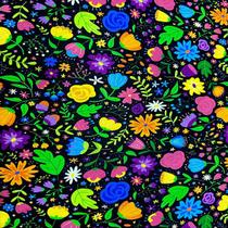 Tecido Tricoline Digital Estampa Floral Colorido Meia Tigela