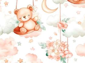 Tecido Tricoline Digital Estampado Coleção Heaven, Ursos, Fernando Maluhy, 50x150cm Tecido Tricoline Digital Estampado Coleção Heaven, Ursos, Fernando Maluhy, 50x150cm