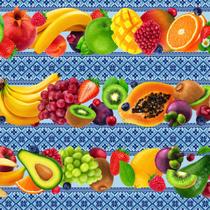 Tecido Tricoline Digital Faixa Salada de Frutas Encantada