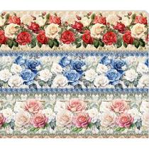 Tecido Tricoline Digital Fernando Maluhy Barrado Rosas 55x150 cm, 100% Algodão Tecido Tricoline Digital Fernando Maluhy Barrado Rosas 55x150 cm, 100% Algodão
