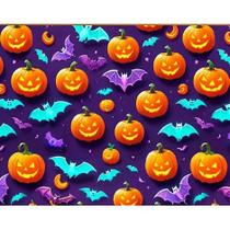 Tecido Tricoline Digital Fernando Maluhy Coleção Halloween Abóboras e Morcego Fundo Roxo 50x150 cm, 100% Algodão Tecido Tricoline Digital Fernando Maluhy Coleção Halloween Abóboras e Morcego Fundo Roxo 50x150 cm, 100% Algodão