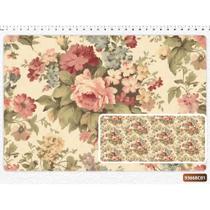 Tecido Tricoline Digital Fernando Maluhy Coleção Vintage Floral Flores Médias com Fundo Bege 50 x 150 cm Tecido Tricoline Digital Fernando Maluhy Coleção Vintage Floral Flores Médias com Fundo Bege 50 x 150 cm