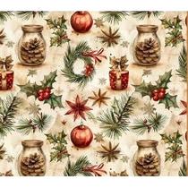 Tecido Tricoline Digital Fernando Maluhy Coleção Vintage Vasos e guirlandas 50 x 150 cm