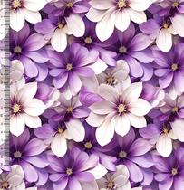 Tecido Tricoline Digital Flores Lilás Tecido Tricoline Digital Flores Lilás