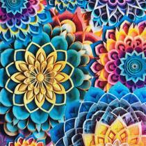 Tecido Tricoline Digital Mandalas Cor 1391 - Medidas: 50x1,40 Mts - 100% Algodão