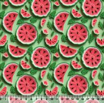 Tecido Tricoline Digital Melancia 3D - Coleção Frutas 85333 Tecido Tricoline Digital Melancia 3D - Coleção Frutas 85333