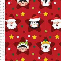 Tecido Tricoline Digital Natal Noel e Pinguim Meia Tigela Tecido Tricoline Digital Natal Noel e Pinguim Meia Tigela