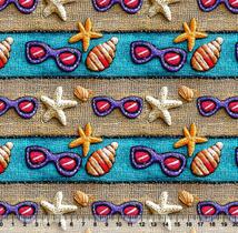 Tecido Tricoline Digital Praia Juta 3D