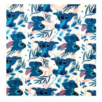 Tecido tricoline digital premium 1.40mts/larg stitch azul metro
