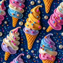 Tecido Tricoline Digital Sorvetes 3D