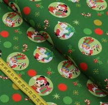 Tecido Tricoline - Disney: Natal Fundo Verde (0,50x1,40) Tecido Tricoline - Disney: Natal Fundo Verde (0,50x1,40)